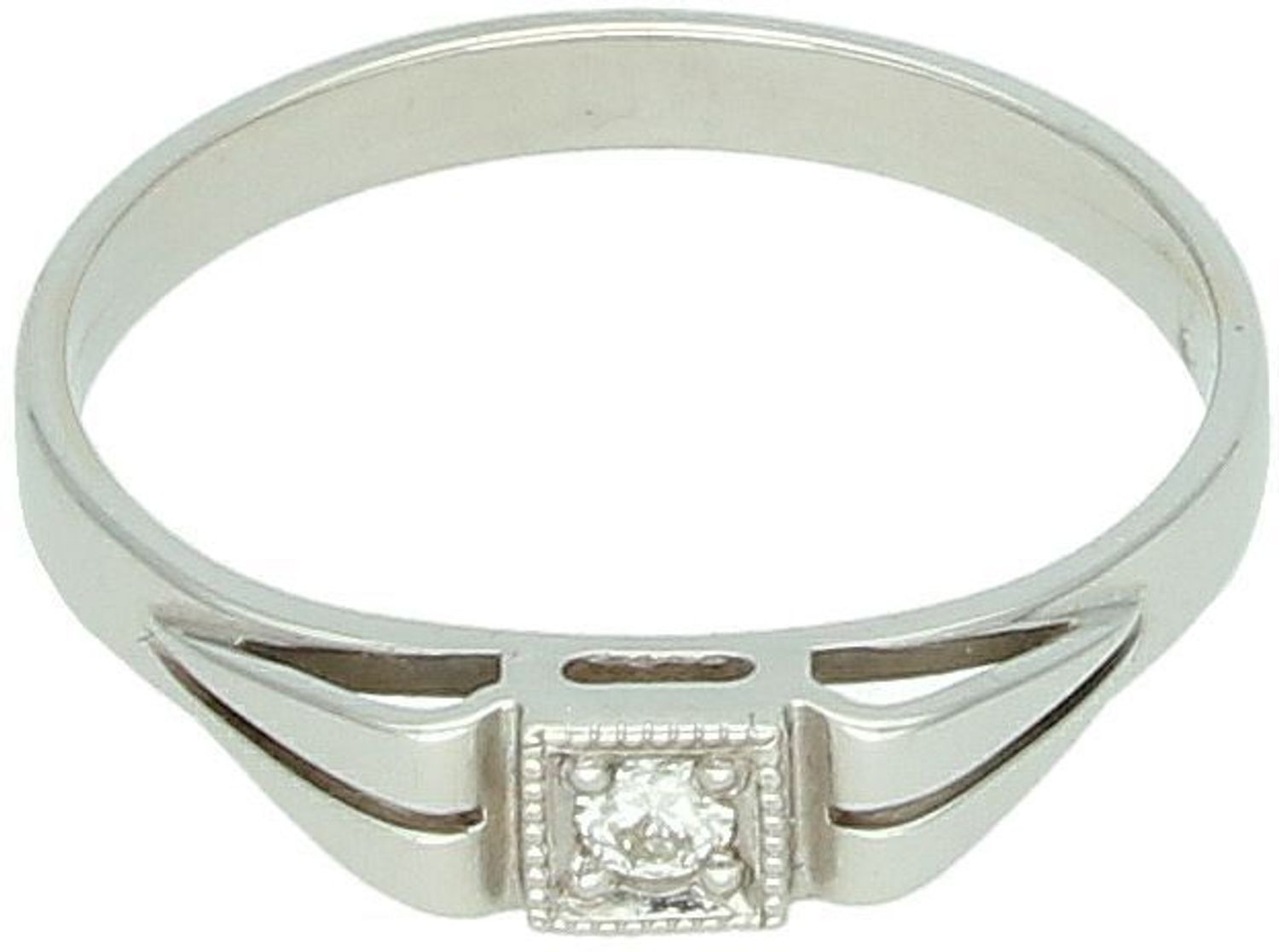 Sygnet damski z diamentem z białego złota 585 – rozmiar 16.jpg